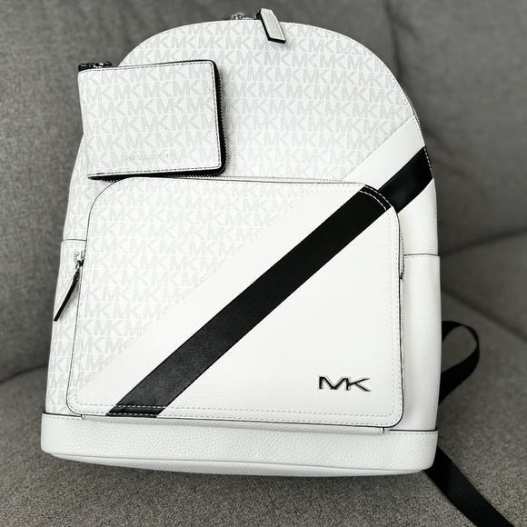 Michael Kors Mens Cooper Commuter Backpack & Wallet In White NWT - Picture 1 of 7